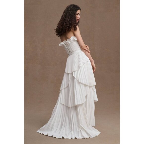 AMUR Ophelia Pleated Taffeta Maxi Skirt White Womens Size 8 - Picture 4 of 12